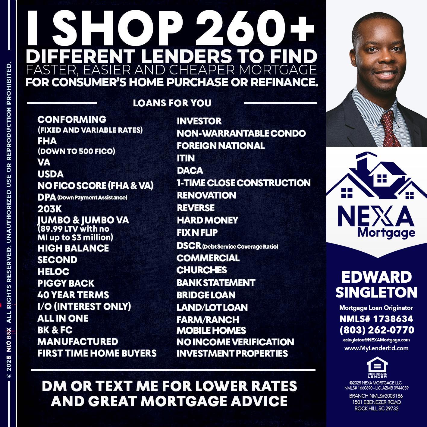 I SHOP +260 - Edward Singleton -Sr. Mortgage Loan Originator