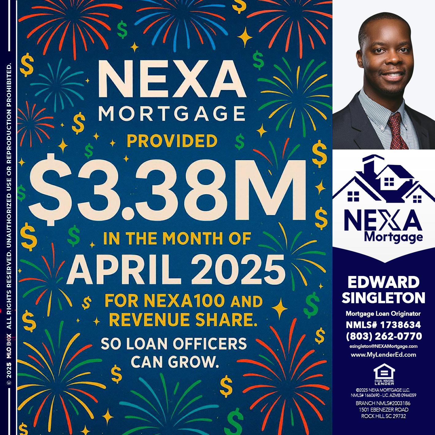 $3.38M - Edward Singleton -Sr. Mortgage Loan Originator