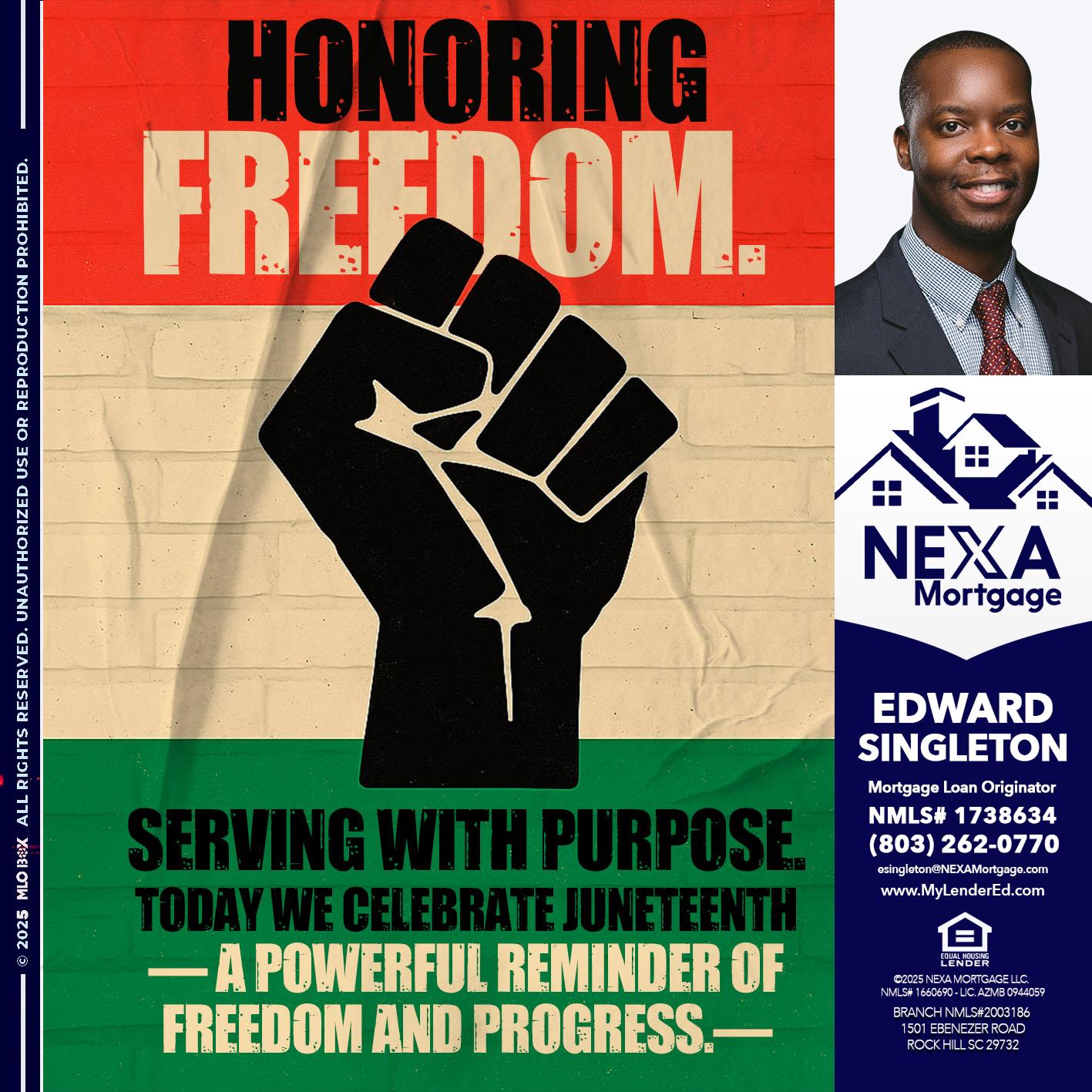 HONORING FREEDOM - Edward Singleton -Sr. Mortgage Loan Originator