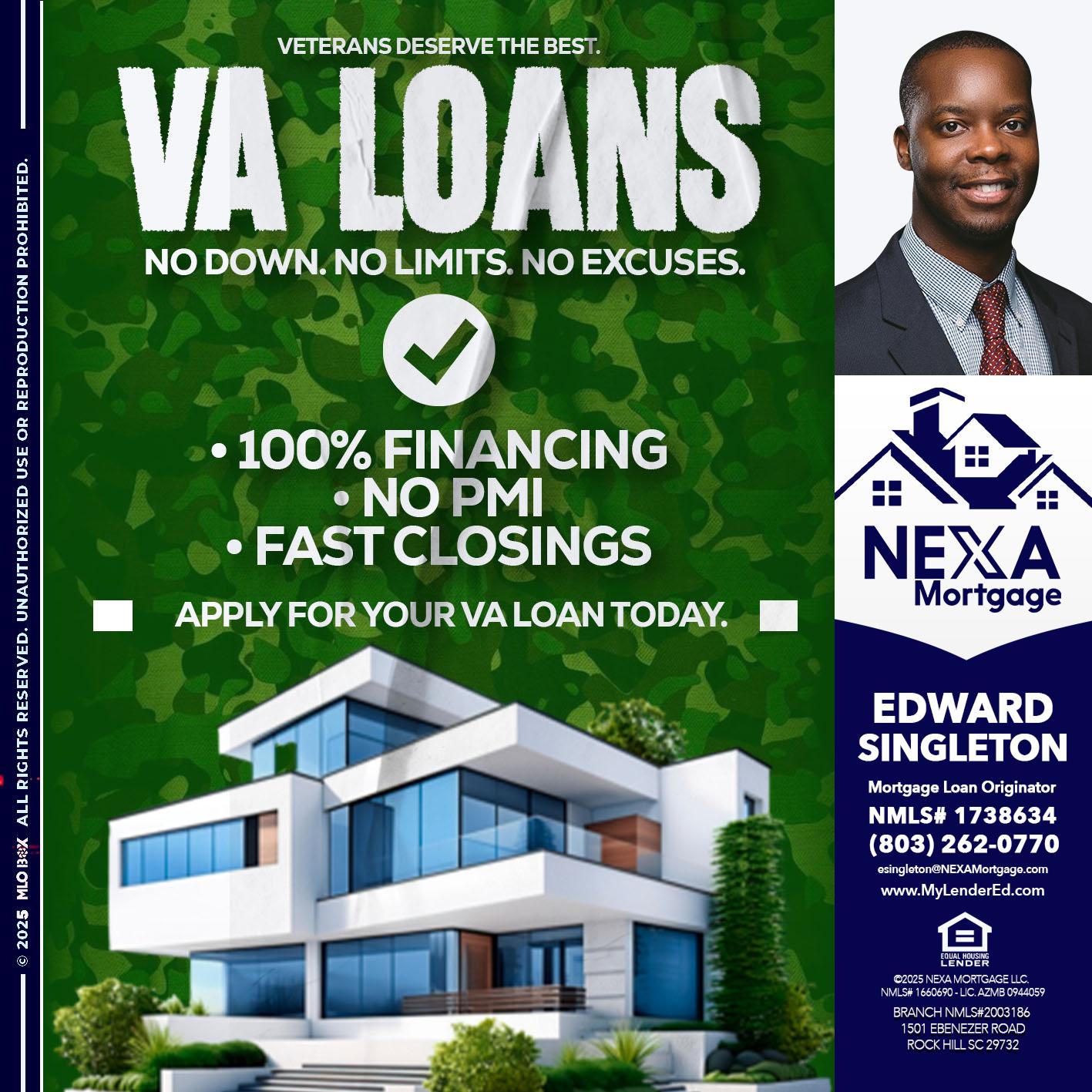 VA LOANS - Edward Singleton -Sr. Mortgage Loan Originator