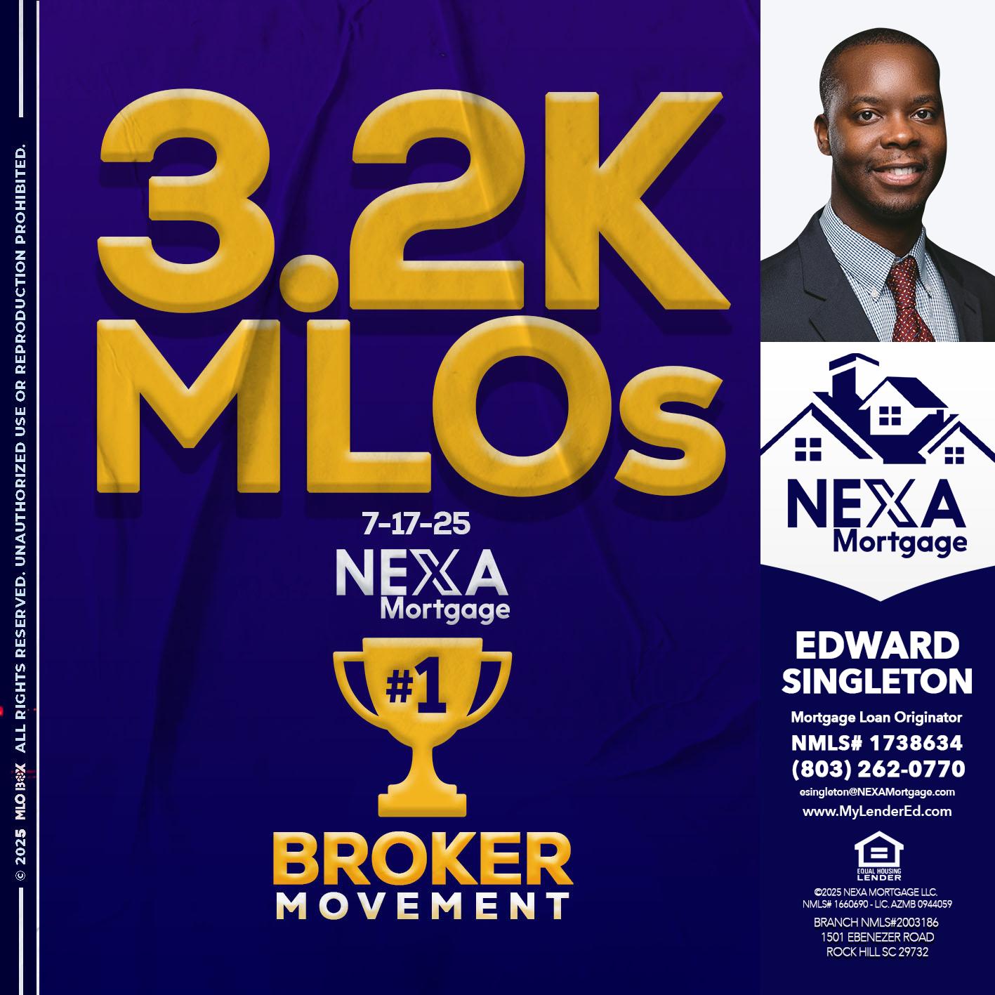 3.2K MLOs - Edward Singleton -Sr. Mortgage Loan Originator