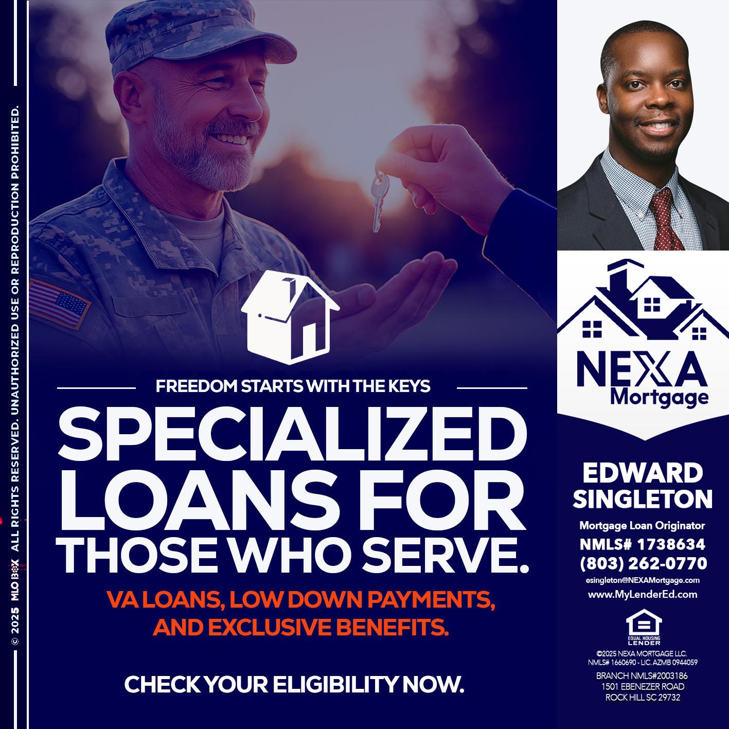 SPECIALIZED LOANS - Edward Singleton -Sr. Mortgage Loan Originator