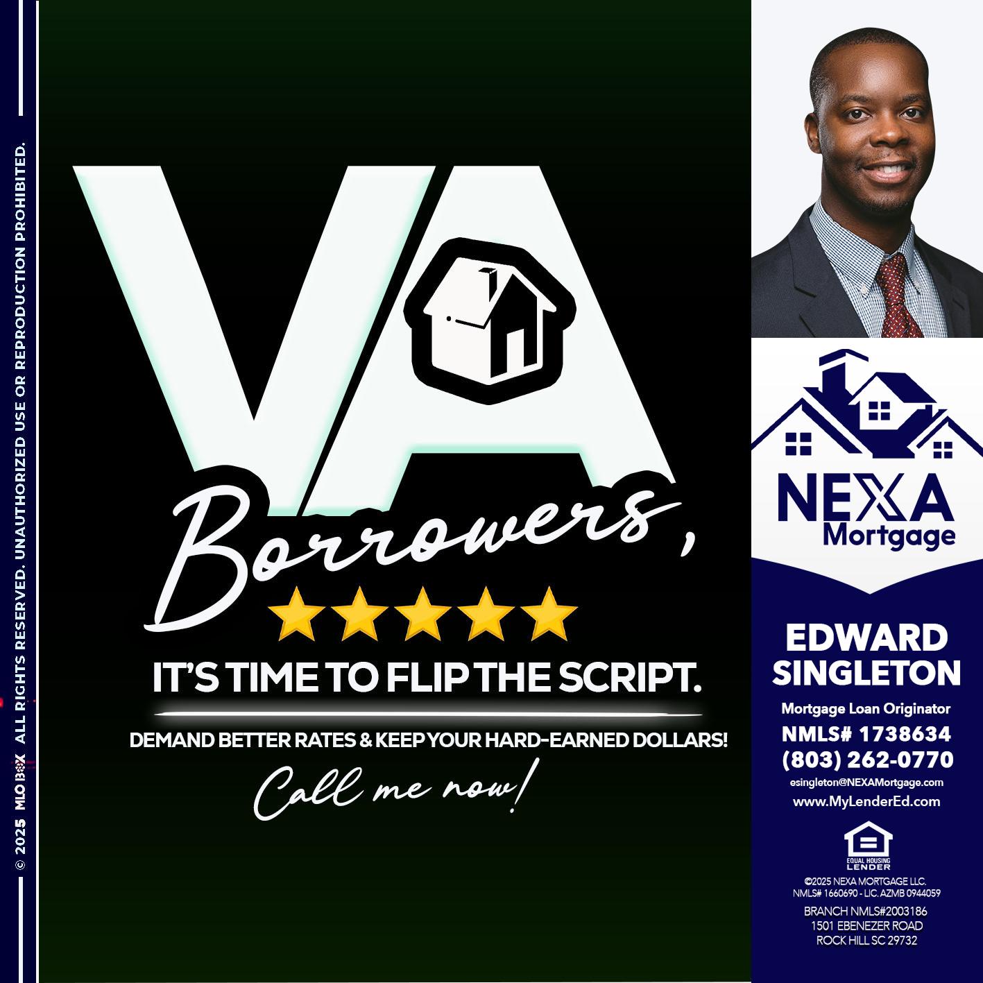 VA BORROWERS - Edward Singleton -Sr. Mortgage Loan Originator