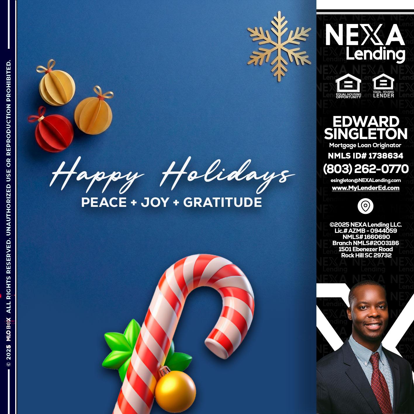 HAPPY HOLIDAYS - Edward Singleton -Sr. Mortgage Loan Originator