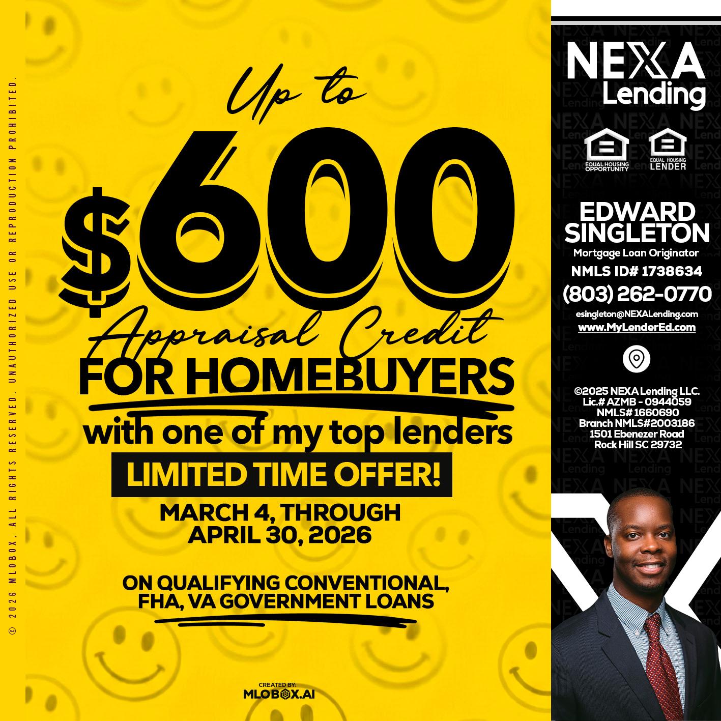 UP TO 600 - Edward Singleton -Sr. Mortgage Loan Originator