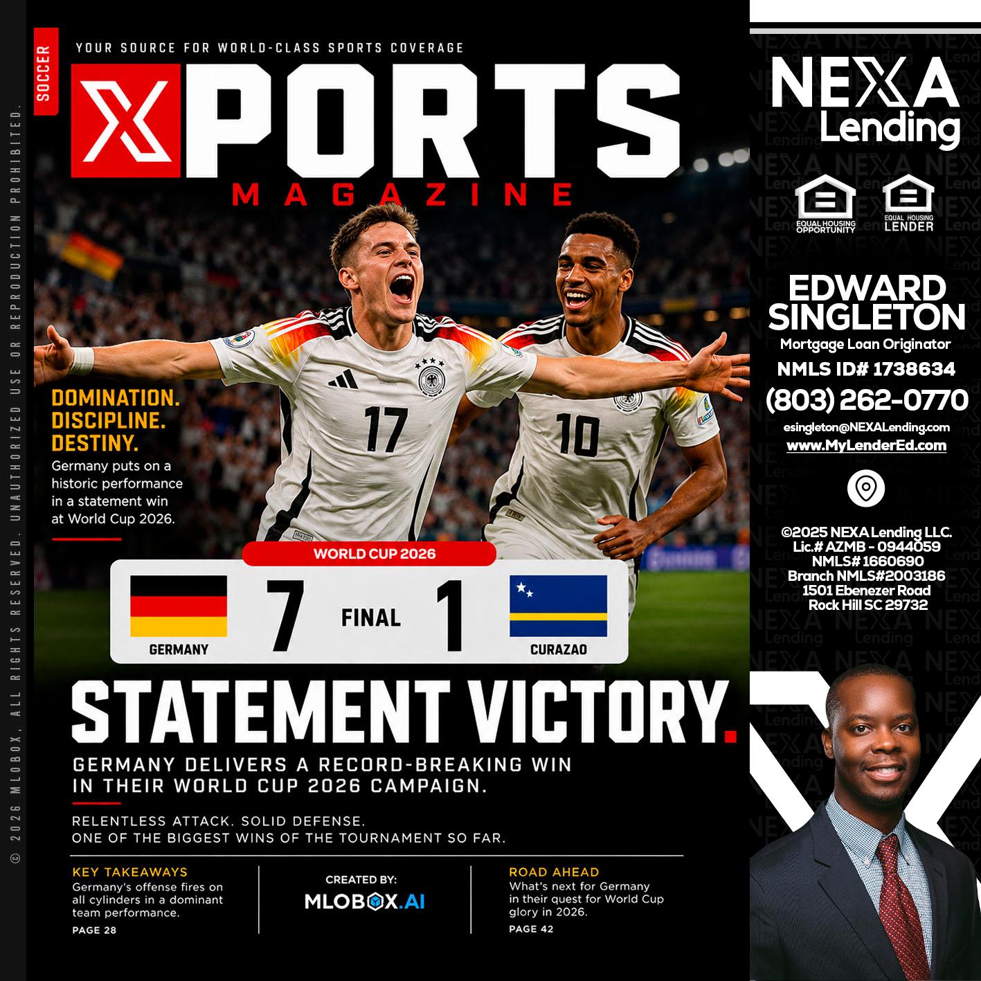 GERMANY VS CURASSAO (7-1) - Edward Singleton -Sr. Mortgage Loan Originator